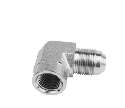 Txiv neej JIC Rau Poj Niam NPTF Hydraulic Adapters Hose Fittings Luj Tshib 90 Degree